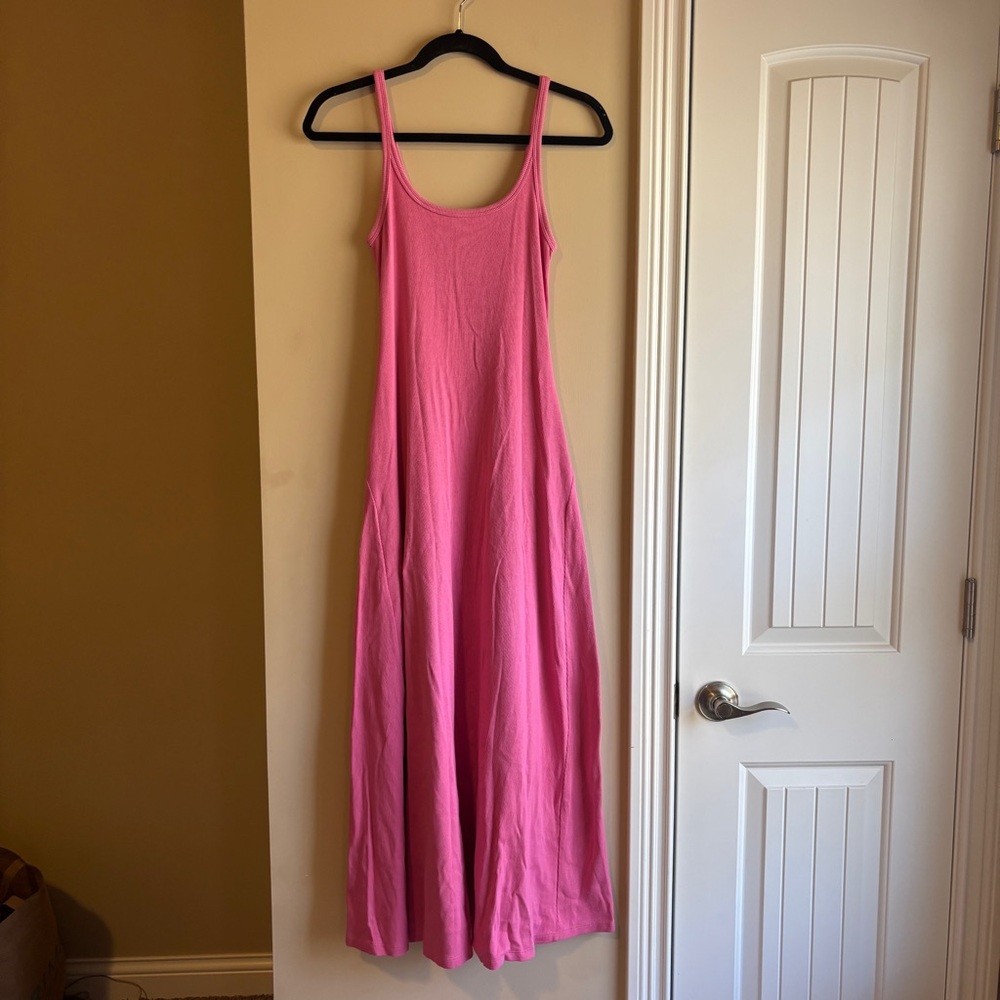 Pink Knit Maxi dress with Full Skirt